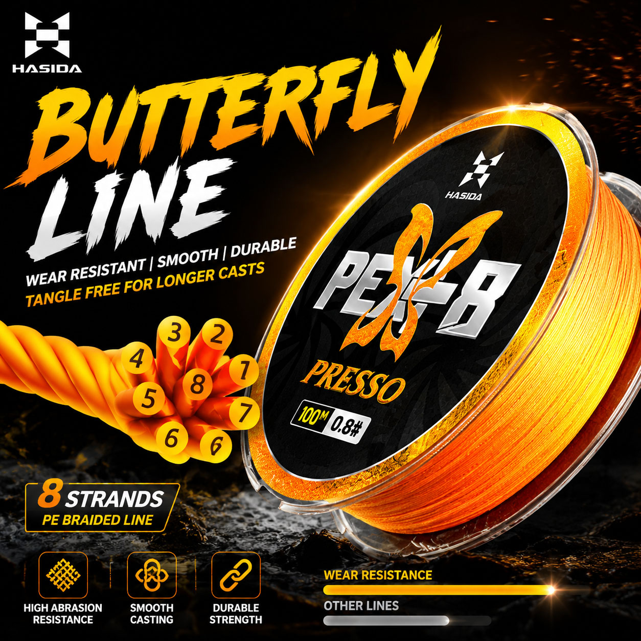 Linha HASIDA Butterfly 100m 8F - Copolymer Line avaliação e preço